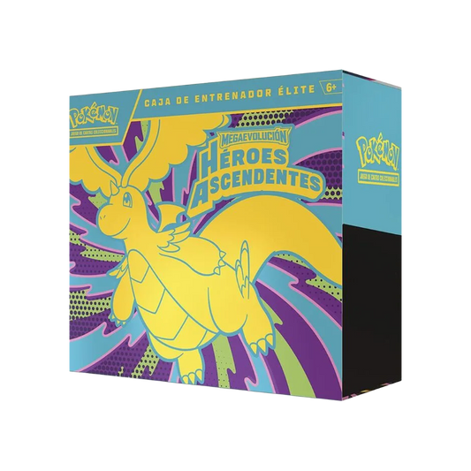 Caja Entrenador Élite Megaevolución Héroes Ascendentes Pokémon TCG con sobres y carta promo